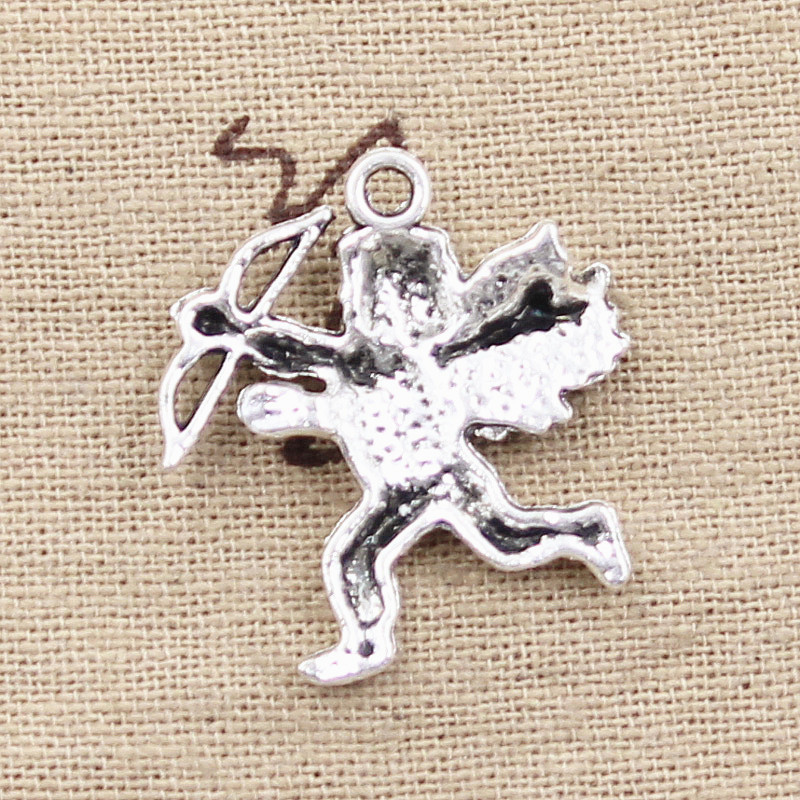 12pcs Charms Love Angel Cupid 29x26mm Antique Silver Color Plated Pendants Making DIY Handmade Tibetan Silver Color Jewelry