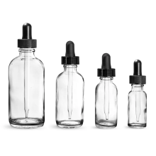 Clear Glass Round Bottles With Black Bulb Droppers