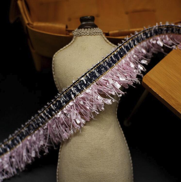 1Meter 2.5cm Width Nylon Gold tassel fringe Embroidered Lace Trim Ribbon Fabric Handmade DIY Costume Dress Sewing Supplies Craft