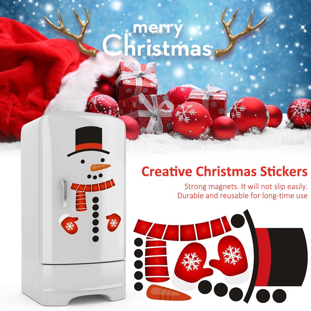 Christmas Snowman Fridge Magnets Stickers Set Funny Window Stickers For Holiday Christmas Home Decoration