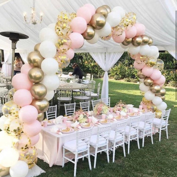 100pcs Macaron Balloons Arch Pastel White Pink Ballon Garland Gold Metal Confetti Globos Wedding Party Decor Baby Shower Balaos