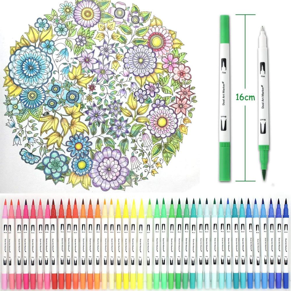 Dual Brush Pen Set Watercolor Art Markers with Two-Sided Tips, Bright and Vivid Colors, Acid Free 120 Different Shades