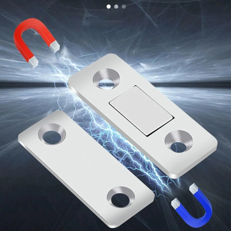 Punch-free Magnetic Door Closer Aluminium Alloy Door Reinforcement Lock Security Door Lock Home Door Stopper Set