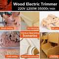 1200W 220V Electric Wood Trimmer Laminator 35000r/min Router Joiners Tool Set Aluminum+15pcs 6.35mm Collet Diameter Wood Router