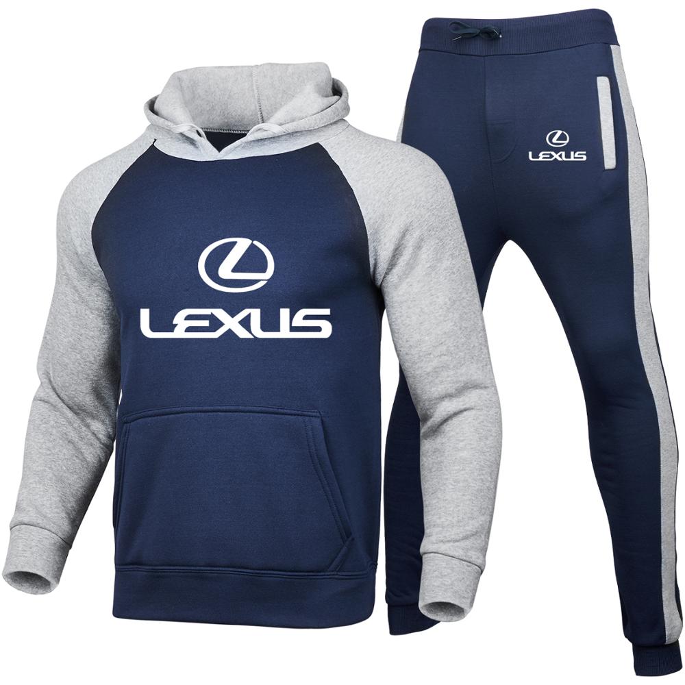 Spring Autumn Mens Short sleeve Lexus Car Logo printing high quality Cotton high quality Cotton T Shirts pants suit Sportswear