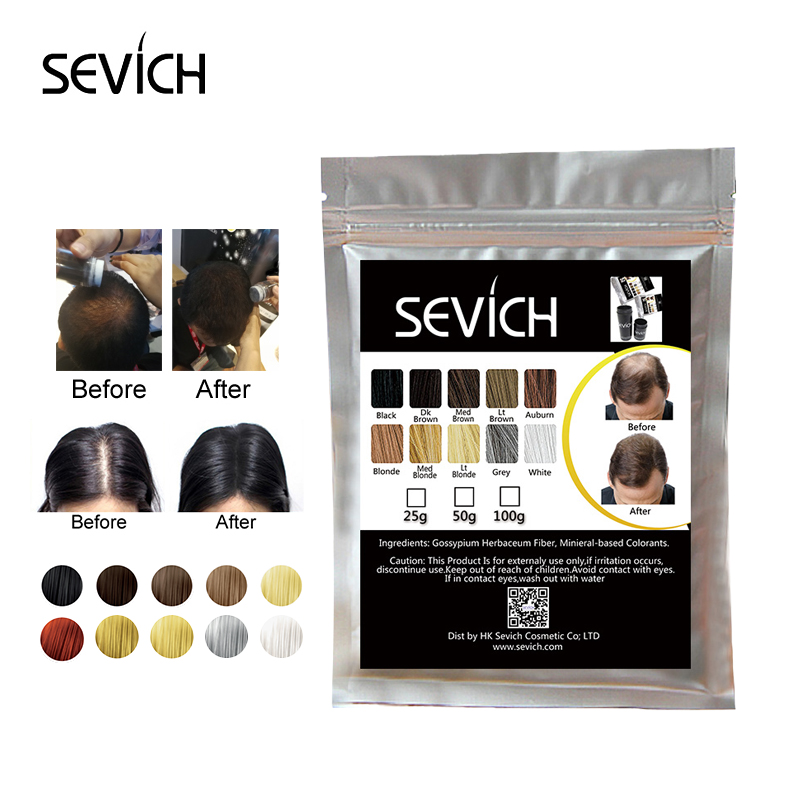 Sevich refill 100g hair fiber hair loss products hair building fibers powders thicken thin hair 10 colors keratin hair regrowth