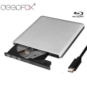 Deepfox Aluminium Type C Blu-Ray Drive Bluray Burner BD-RE CD/DVD RW Writer Play USB 3.1 Blu-ray Disc For Laptop Notebook