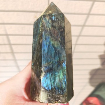 Natural Quartz Obelisk Healing Colorful Labradorite Crystals Point Wands
