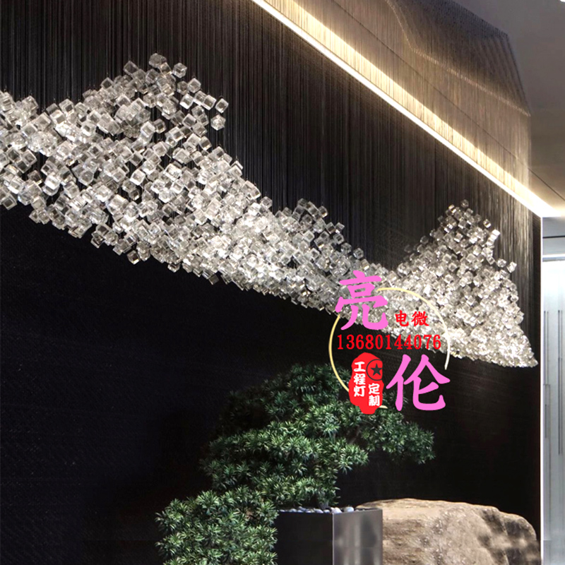 Crystal ice stone chandelier landscape non-standard engineering lights custom sales center front desk clubhouse hotel lobby