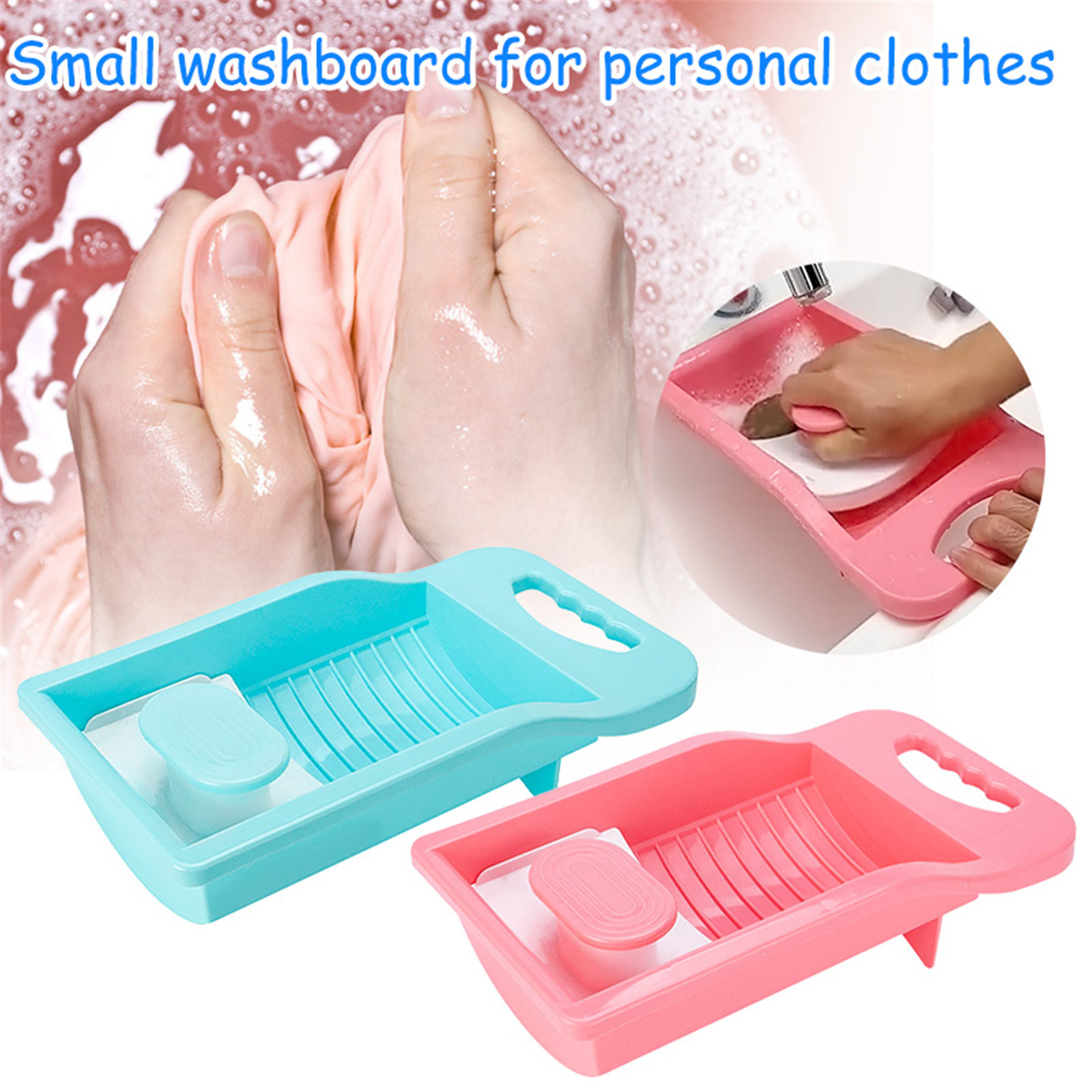 Plastic Laundry Washboard Non-slip Underwear Sock Mini Washboard Scrubboards Washing Board with Soap Holder Laundry Scrubbing