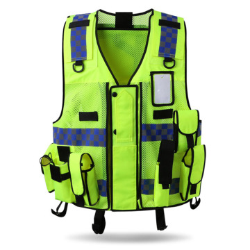 Reflective Vest Breathable Mesh Multi pockets Construction Traffic Safety Protective Jacket Tactical Clothes Work Clothing