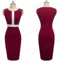 Vintage Contrast Color Patchwork Sheath vestidos Business Work Office Bodycon Women Female Dress B530