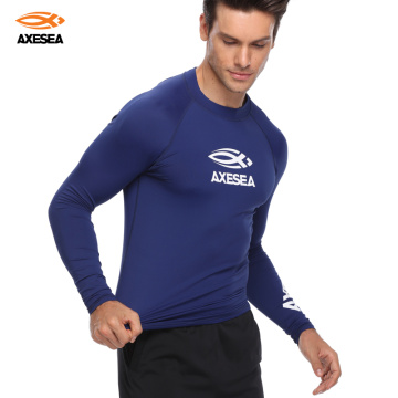 AXESEA Men Swimsuit Long Sleeve Rashguard Sun Protection Swimwear UV Solid Surfing Shirt Top UPF50+ Rash Guard Swimming Suit