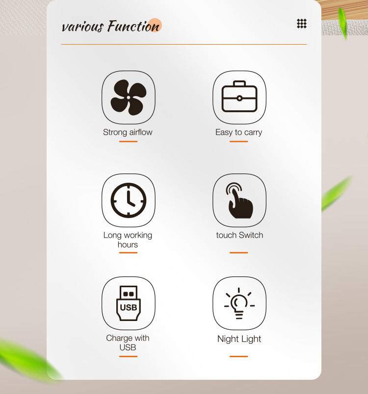 Foldable Desktop Portable Rechargeable Fan with Light-7624-detail-2