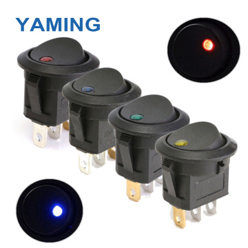 250V Round Rocker Switch Toggle ON-OFF 2 Position 3 Pins Push Button Switches Electrical Equipment With Light Power KCD2
