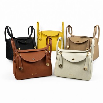 Lady's genuine leather flip-top cross-body bag