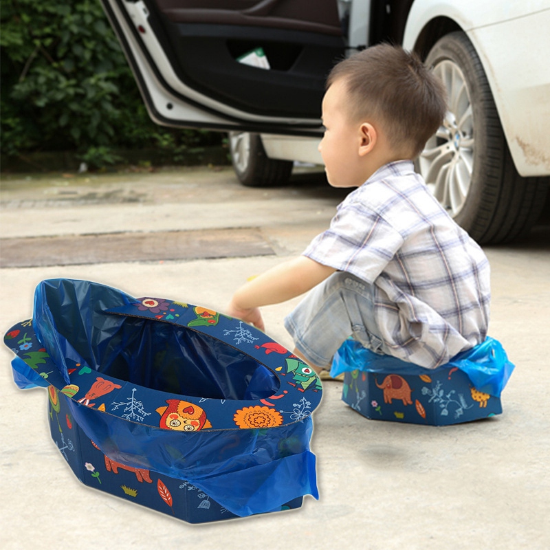 Kids Portable Folding Potty Seat Boys Girls Baby Travel Toilet Training Infant Emergency Potties with Replacement Bags