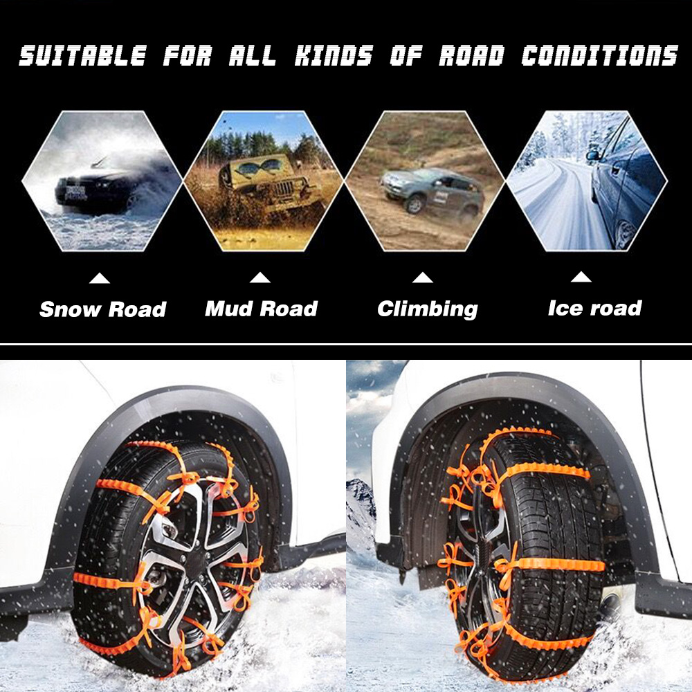 10Pcs Car Winter Tire Wheels Snow Chains Snow Tire Anti-skid Chains Wheel Tyre Cable Belt Winter Outdoor Emergency Chain STC01