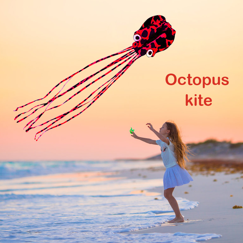 4m Software Octopus Single Line Flying Kite with Long Tail Kids Sports Beach Kite Playing Flying Toys Outdoor Garden Cloth Toys