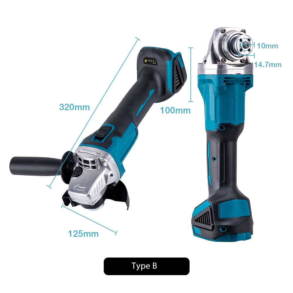 125/100MM Brushless Electric Angle Grinder Cordless 4 Speed Angle Grinder 800W Woodworking Power Tool