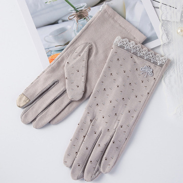 Women's Short Wrist Summer Cotton Thin Gloves Autumn Slip-proof Touch Screen Short Style UV Sunscreen Driving Gloves Guantes