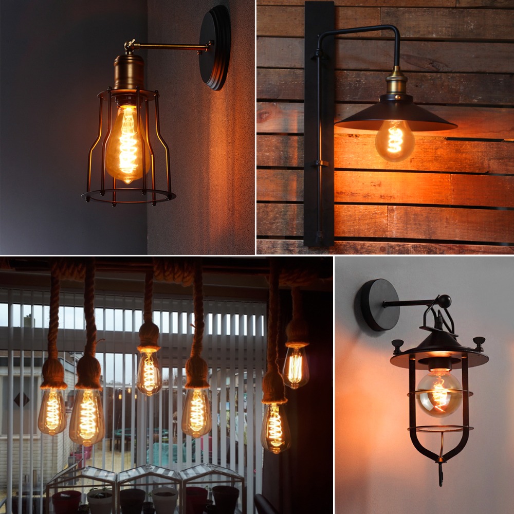 LED Filament Edison Bulb Decorative 3D Vintage Edison lamp E27 220V T10 T45 A60 ST64 G80 G95 Replace Amber Incandescent Bulb