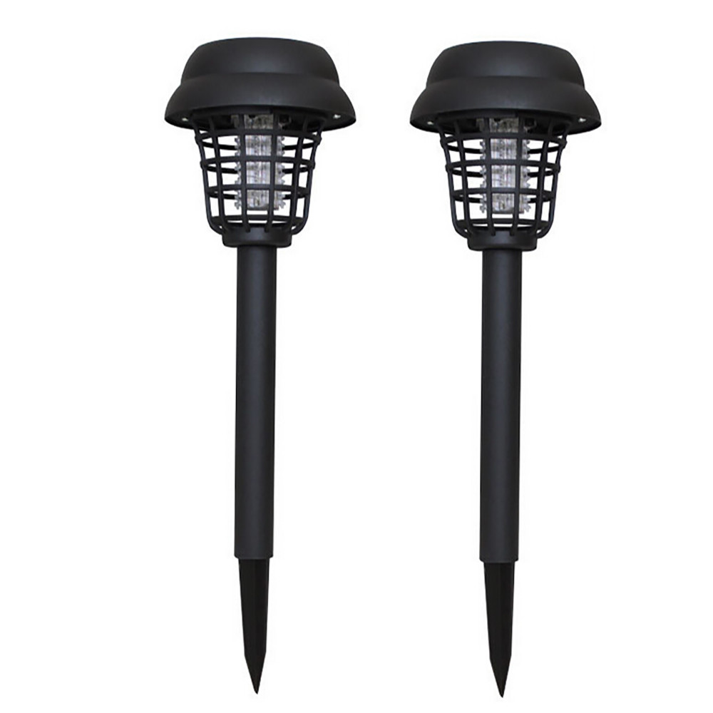 2PCS Mosquito Repellent Killer Lamp Solar Powered Outdoor Garden LED Light Mosquito Pest Bug Zapper outdoor Lighting @A