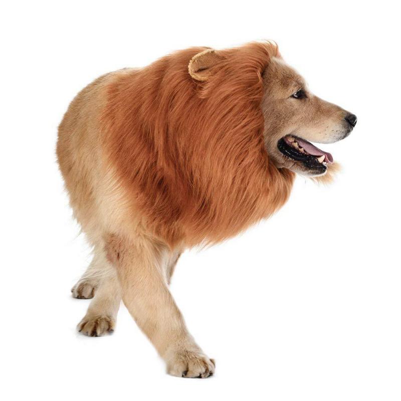 Dropship Pet Cosplay Costume Wig Emulation Lion Hair Mane Cap Winter Warm Wig Dog Party Decoration With Ears Pet Apparel