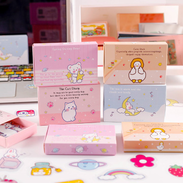 40 pcs/box cute Cartoon cat bear Decorative Stickers Scrapbooking Stick Label Diary Album stationery Sticker Accessories