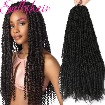 Sallyhair Passion Twist Crochet Braids Hair Synthetic Ombre Pre looped Fluffy Spring Bomb Twists Braiding Black Hair Extension