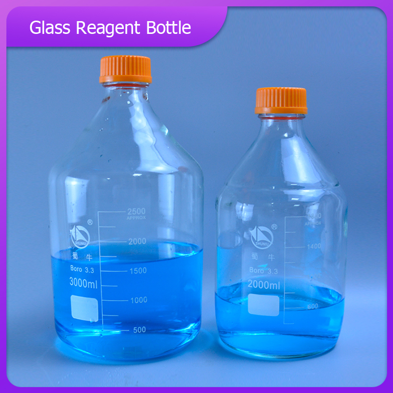 High-quality 2000ml/3000ml/5000ml clear Glass reagent bottle with screw cap thick wall laboratory Transparent reagent bottle