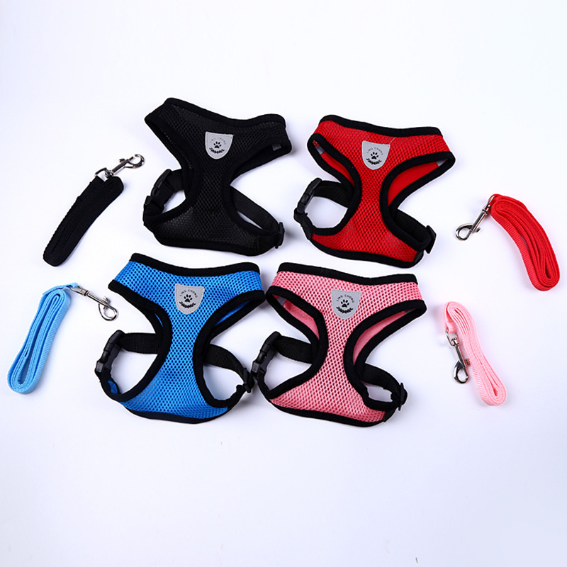 Pet Dog Harness Small Dog Chain Teddy Vest Puppies Chest Strap Breathable Mesh Harness Leash Pet Set Outdoor Perro Walking Leads