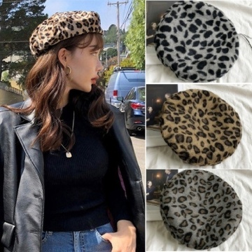 Fashion women hat Leopard Berets Warm Winter Women Beret Braided Baggy Knit Hook Beanie Hat Ski Cap