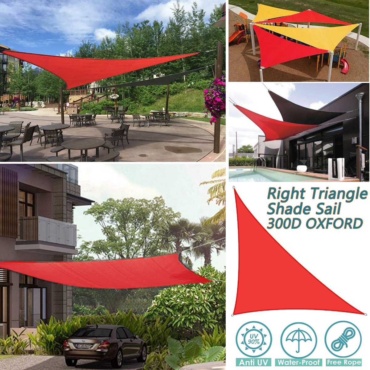 300D Red Waterproof Oxford garden awnings Shade Sail Right Triangle Sunshade UV protection outdoor car camping gazebo canopy