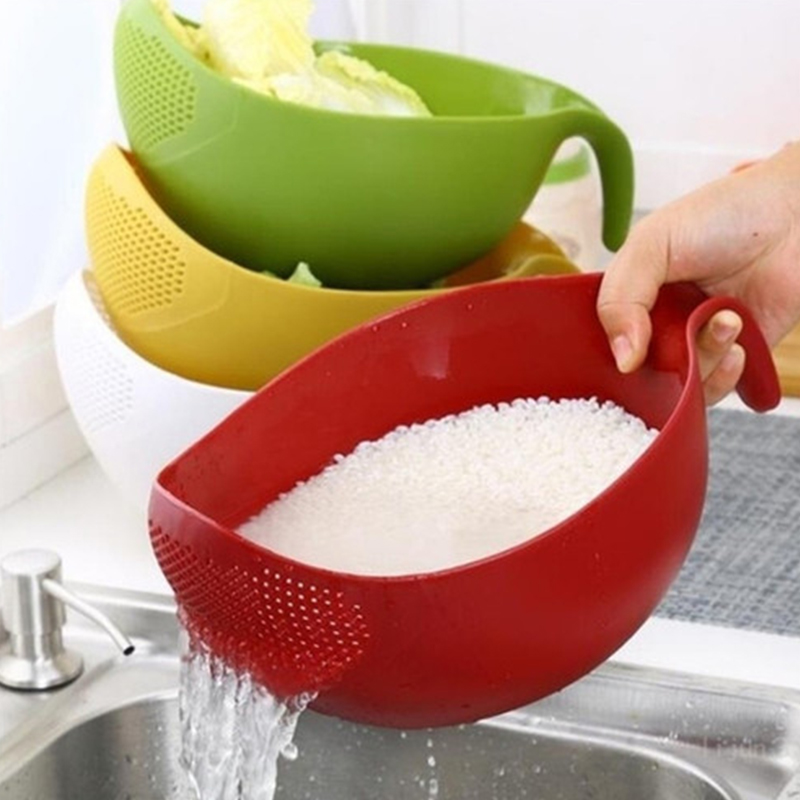 1pcs Rice Washer Quinoa Strainer Cleaning Veggie Fruit Kitchen Tools with Handle Newest Plastic rice cleaner S/M