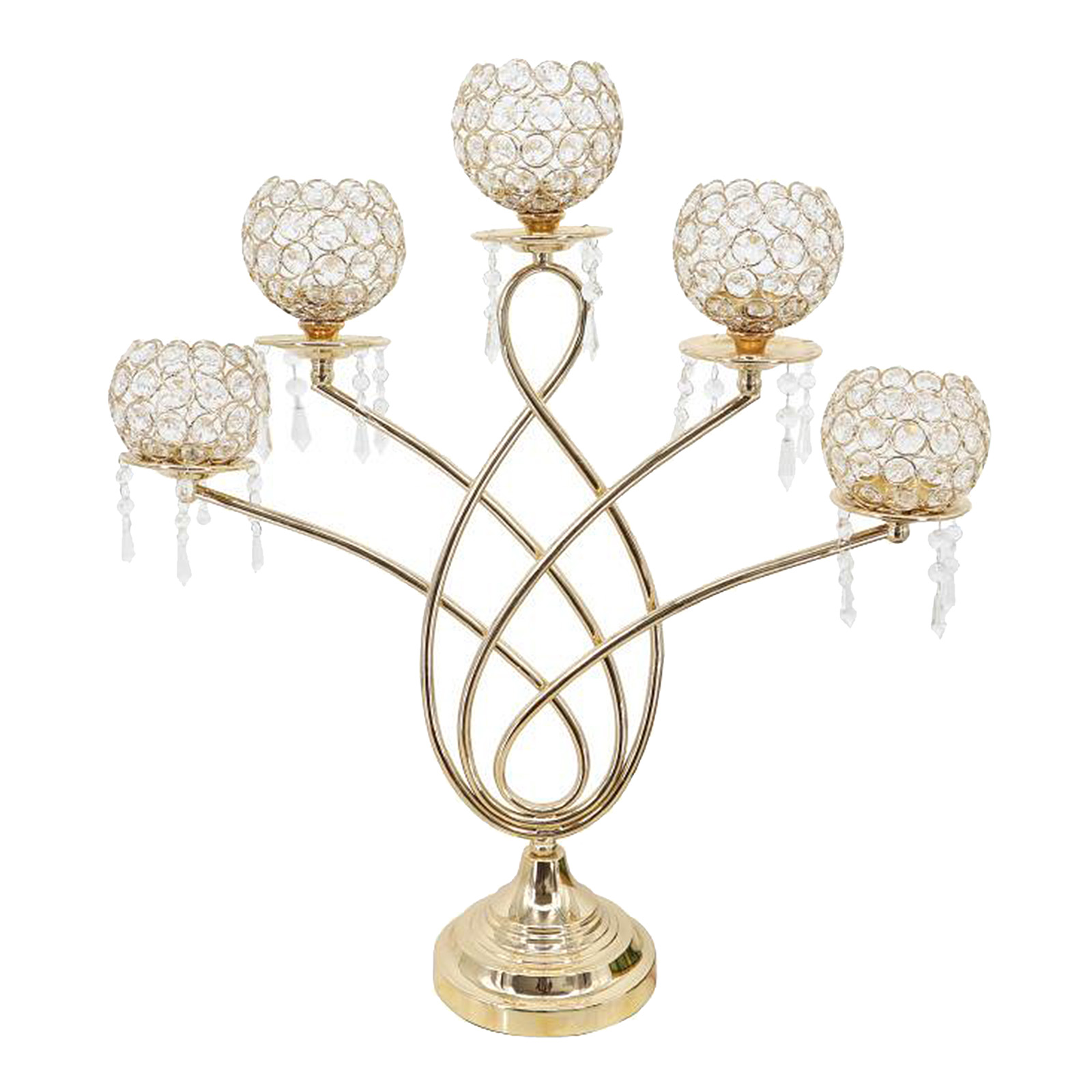 5 Arms Crystal Tabletop Candle Holder Christmas Style Tea Light Candle Holder