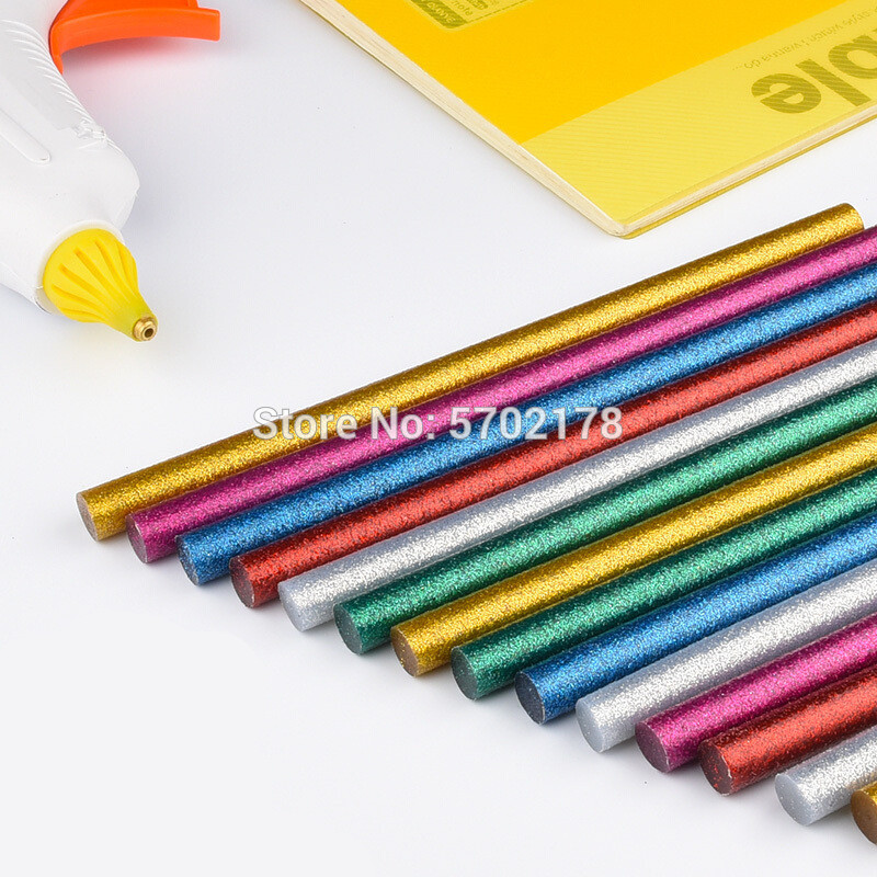 10Pcs/set Colored Hot Melt Glue Sticks 7mm Adhesive Assorted Glitter Glue Sticks Professional For Craft