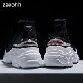 zeeohh Unisex High Top Sneakers Men Increase Knit Upper mesh Shoes Shark Couple Black White Shoes Shoes Casual zapatos de mujer