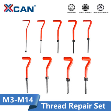 XCAN Thread Repair Set Metric M3/M4/M5/M6/M7/M8/M10/M12/M14 For Restoring Damaged Threads Repair Tools Screw Thread Inserts