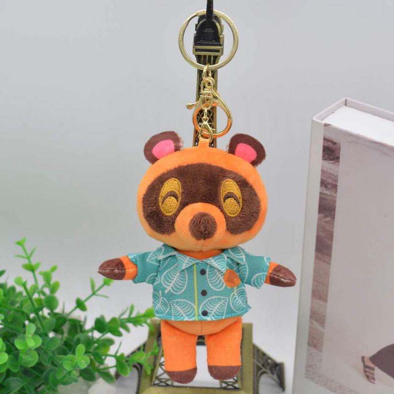 Japan Switch Animal Crossing Tom Nook Keychain Plush Backpack pendant women girl cartoon key chains Cute Backpack gift keyring