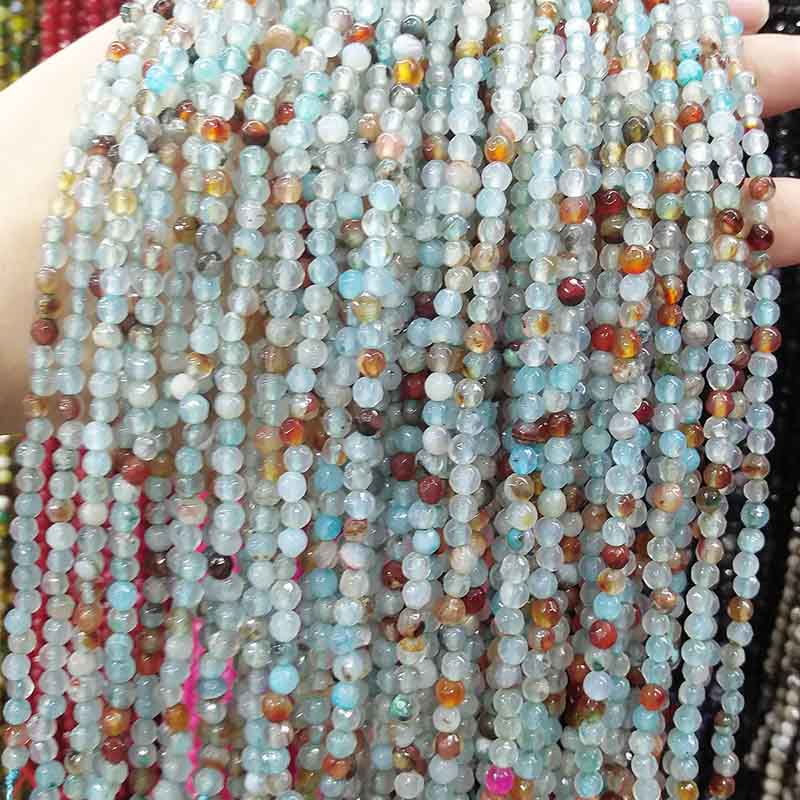 Natural Stone Agates Small Beads 4 mm Section Loose Bead for Jewelry Making Necklace DIY Bracelet