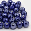 10mm 100pcs Pearlized Blue Red Green Aqua-marine Handmade Porcelain Clay Ceramic Jewelry Making DIY Loose Ball Round Beads