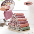 8PCS/lot Microfiber Kitchen Towels Super Absorbent Cleaning Cloths Non-stick Oil Dish Cloth Washing Kitchen Rag Cleaning Tools