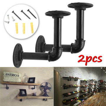 2Pcs DIY Retro Style Black Iron Pipe Shape Shelf Bracket Support Frame Storage Rack Bracket Home Improvement Decoration Hardware