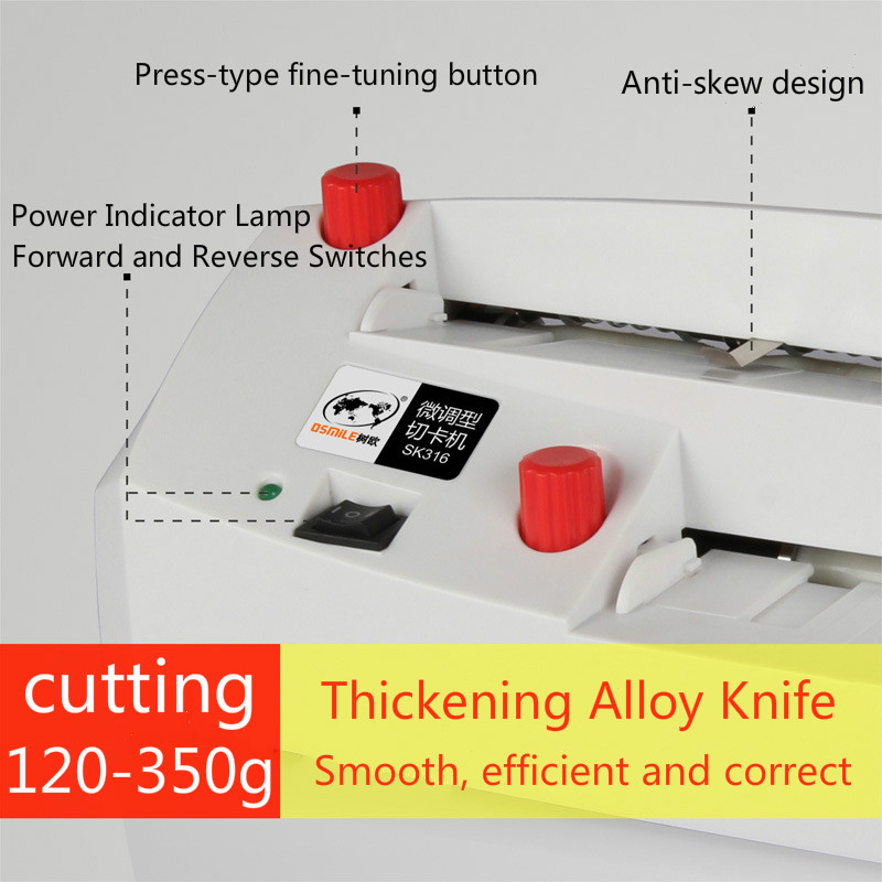 A4 Size Electric Card Cutter 90*54mm Card Size Sk316 Heavy-Duty Fine-Tuning Electric Business Card Cutting Machine