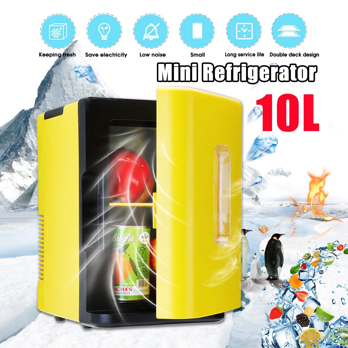 12V 10L Car Use Refrigerators Ultra Quiet Low Noise Car Mini Refrigerators Freezer Cooling Heating Box Fridge Fishing camping