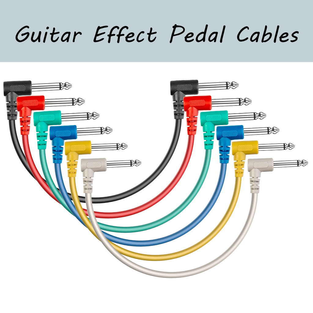 6pcs/Set Guitar Effect Pedal Cables Colorful Plastic Guitar Patch Cables Angled For Electric Guitar Effect Pedals