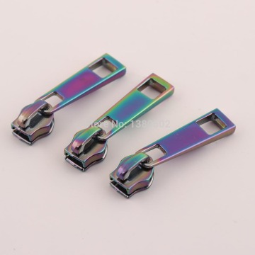 6pcs/lot rainbow color Top Quality Alloy Zipper heads Zipper Sliders Puller For Bag Shoes Garment Accessories