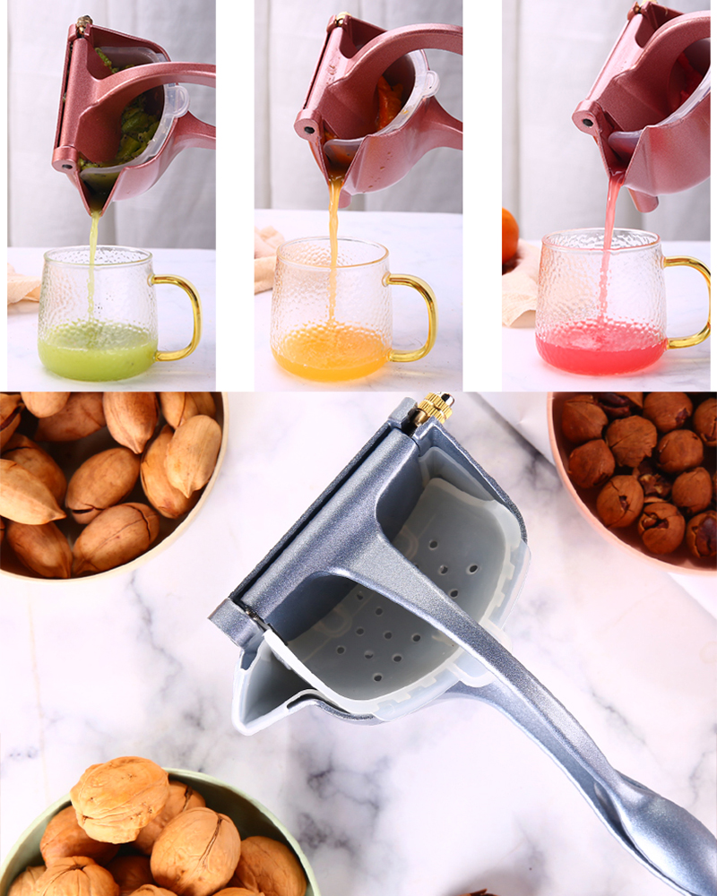 Manual Juice Squeezer Aluminum Alloy Double PP Liner Hand Pressure Juicer Pomegranate Orange Lemon Juice Kitchen Fruit Tool