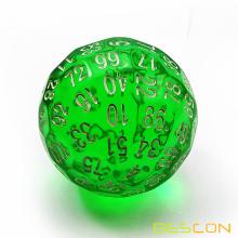 Bescon Translucent Polyhedral Dice 100 Sides Dice, Transparent D100 die